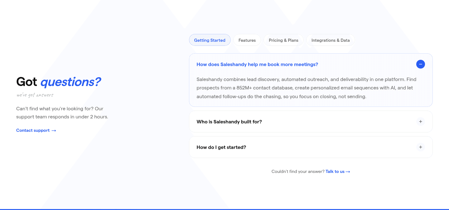 Saleshandy Faq