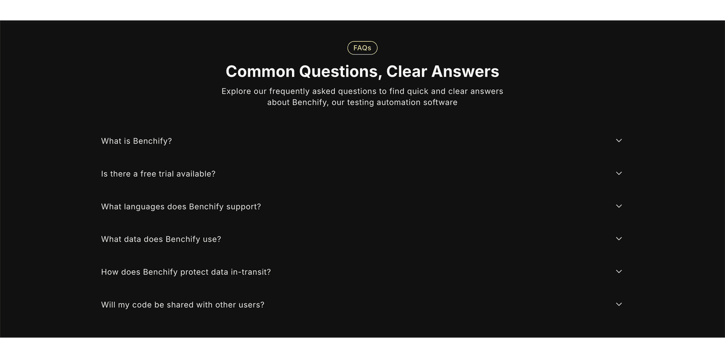 Benchify Faq