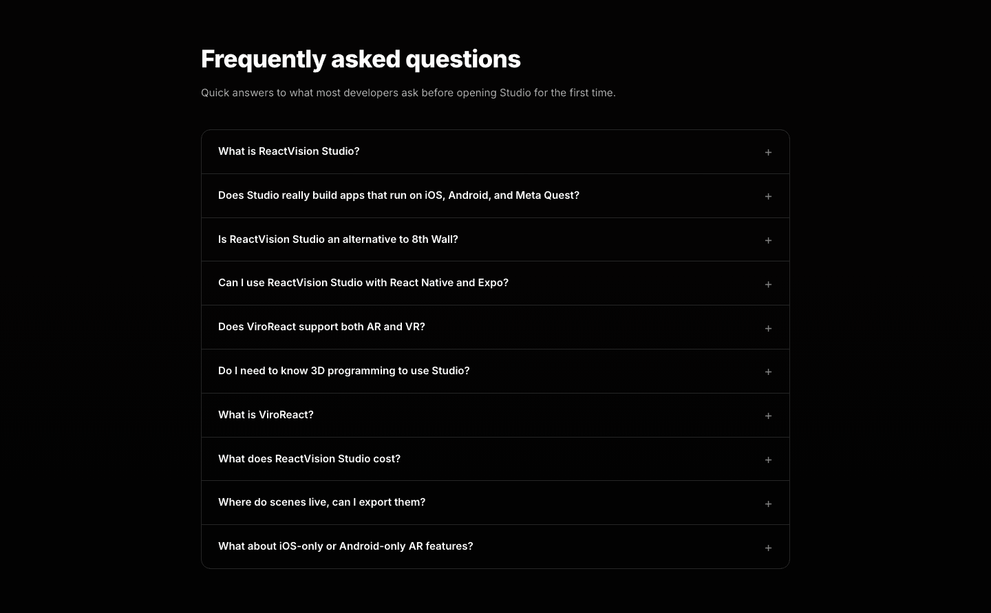 ReactVision Studio Faq