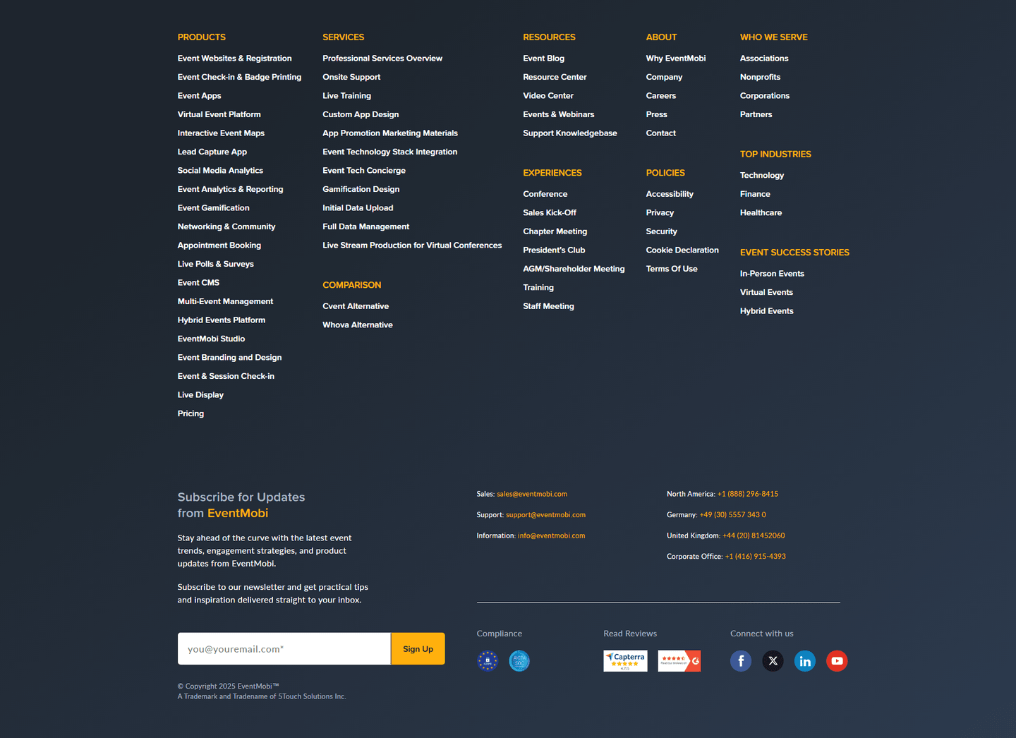 Eventmobi Footer section