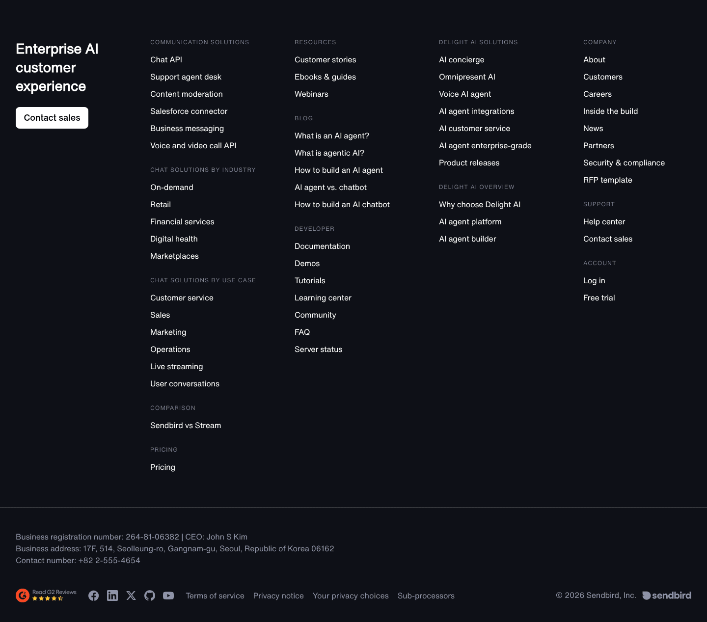 Sendbird Footer