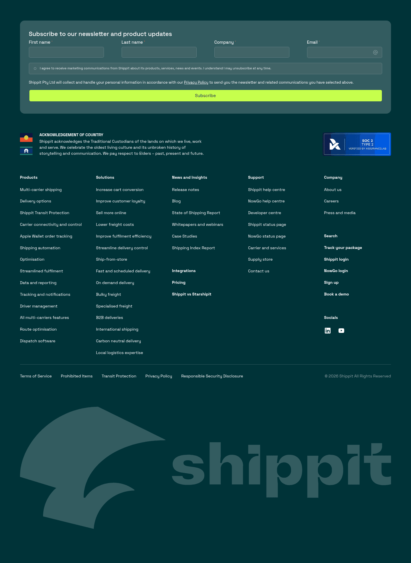 Shippit Footer