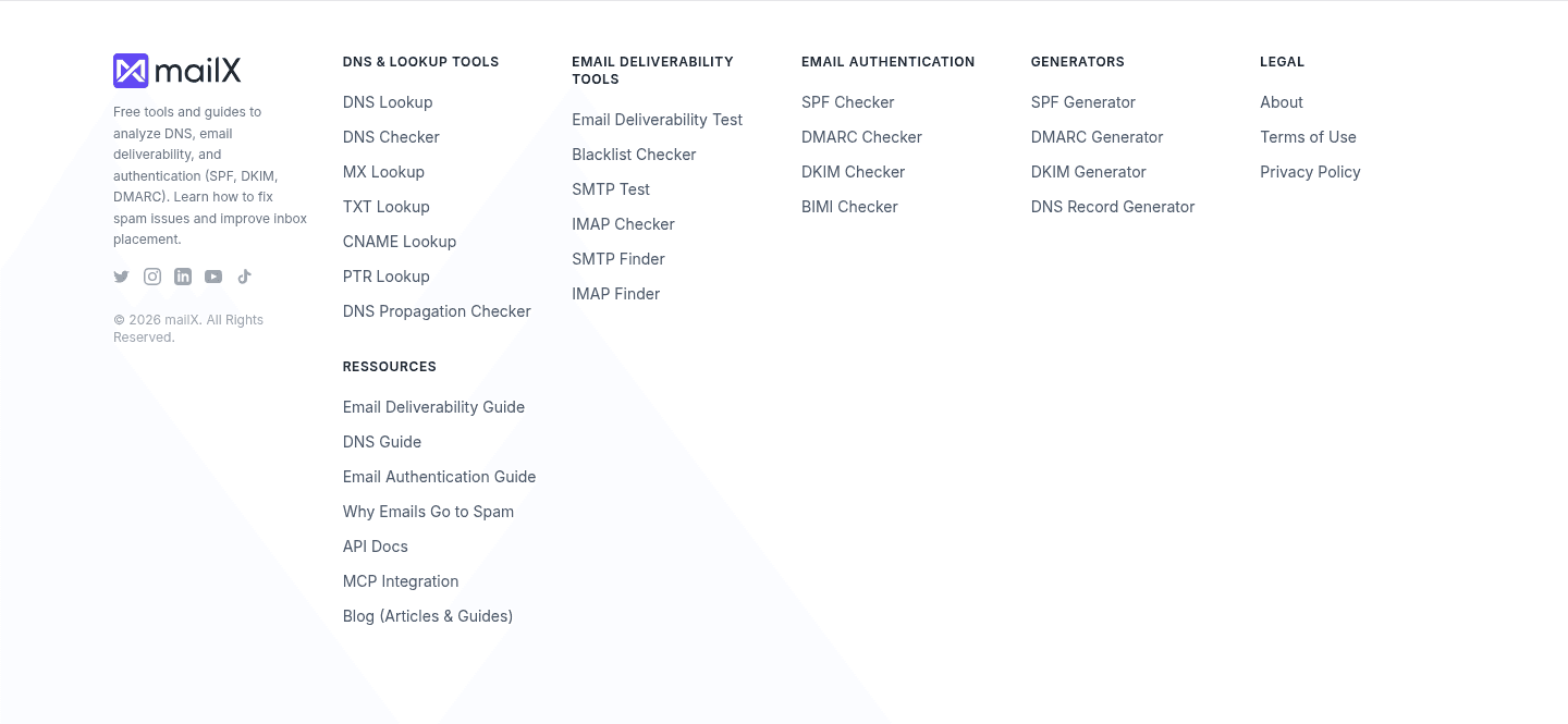mailX by mailwarm Footer