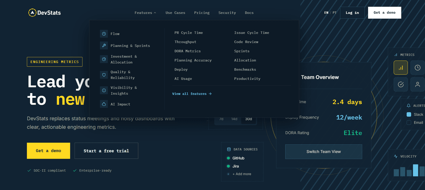 DevStats Navbar