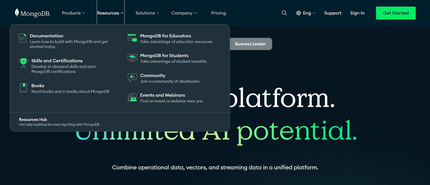 MongoDB Navbar
