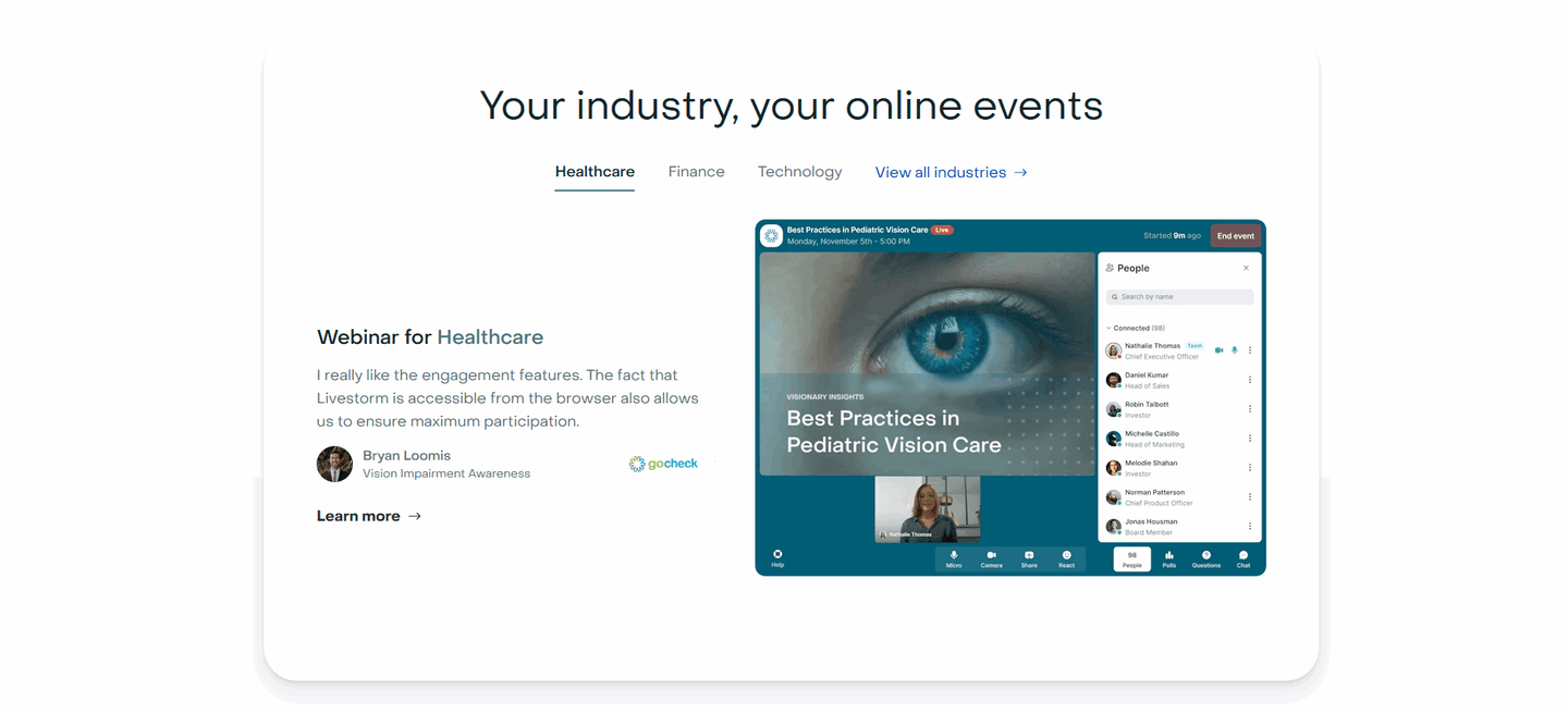 Livestorm use cases section