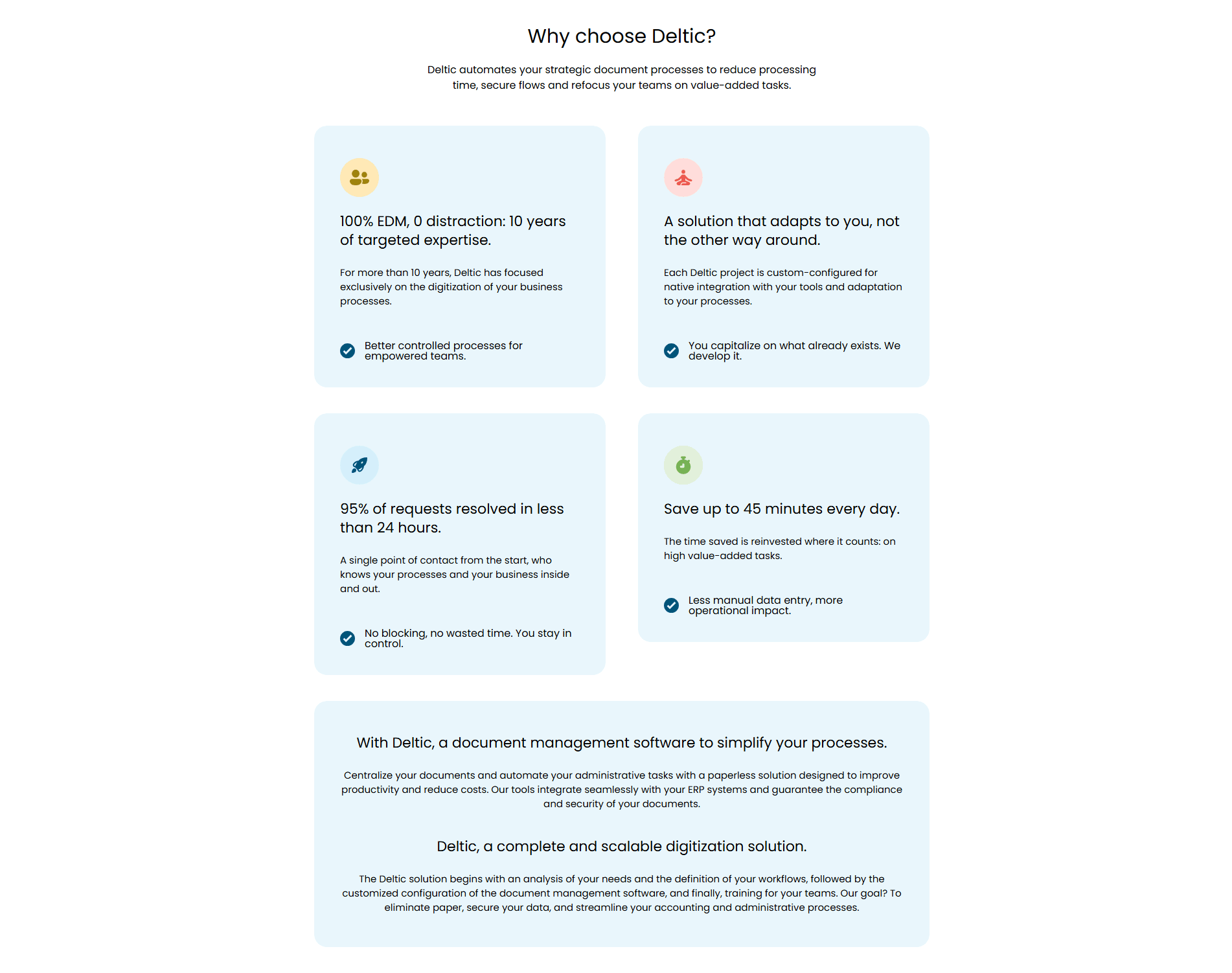 Deltic Value Proposition section